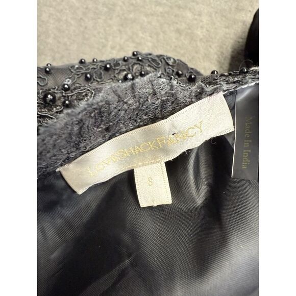 LoveShackFancy Kakena Off-The-Shoulder Beaded Minidress Black Small - Picture 13 of 14